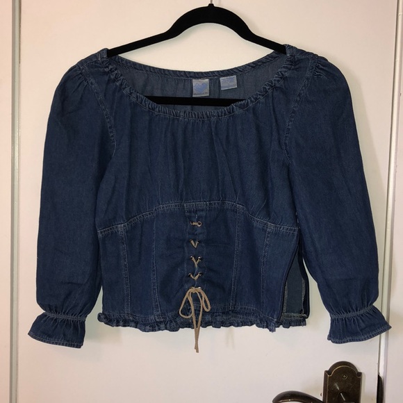 Andrew & Co Tops - Andrew & Co. blue denim looking cropped top Sm